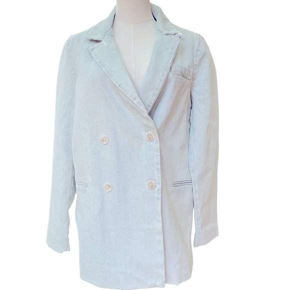 Levi’s NWT Light Blue Denim Winter Sport Coat Double Breasted Blazer Size Small - Picture 3 of 14